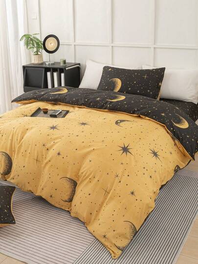 3pcs/Set Feather Pattern Duvet Cover Set(1 Duvet Cover & 2 Pillowcase)Soft And Skin-Friendly Duvet Cover Bedding Set For Home, All Season Bed Sheets Set