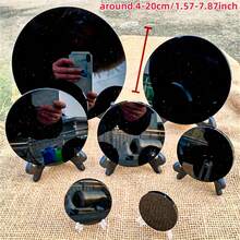 1 Bộ Gương soi Obsidian đen tự nhiên đánh bóng, Đồ trang trí pha lê mịn dùng để thiền định, Trang trí nhà cửa/văn phòng, Bộ sưu tập pha lê, Bói toán phong thủy, Bàn thờ Wicca, Trang trí thanh lịch & Điểm nhấn sang trọng - màu đen - Xem 3