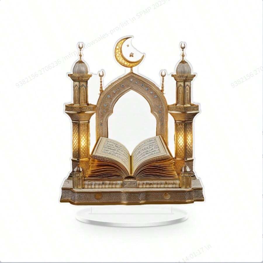 This Renaissance-Style Crystal Mosque Desktop Decor Is A 2D Handicraft Item With Versatile Use, Requiring No Electricity Or Batteries As A Home Decoration, Making It An Ideal Gift For Ramadan Celebration Activities.