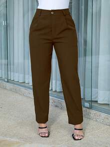 MF Tailored Trousers With Dominique Texture, Pleated, Knife Cut - Chocolate Brown - View 2