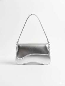 Stylish, Soft, Lightweight, High-Quality Women's Half-Moon Crossbody Bag In Various Colors. - 銀色 - 查看 1
