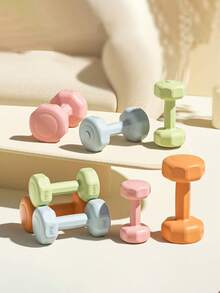 Pink PVC Coated Dumbbell Set, Suitable For Home Fitness Training And Women's Gym Accessories. Anti Slip And Comfortable, Protecting Hands And Floors, Silent Training Without Disturbing Neighbors