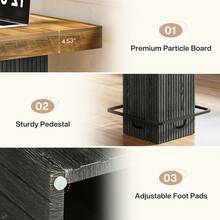 Tribesigns 31.5 Inch Square Bar Table With Fluted Pedestal And Metal Footrest, Wood Bistro Pub Table For Dining Coffee Cocktail Living Room, Small Space - 棕色 - 查看 6