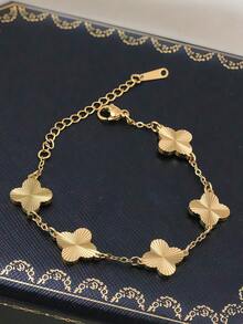 Bộ 4/3/1 vòng tay thép không gỉ mạ vàng 18K, trang sức sang trọng và thanh lịch, phong cách châu Âu, phù hợp cho nữ giới, các lễ hội, tiệc tùng, phong cách đường phố, tiệc chiêu đãi, lễ hội âm nhạc, quà tặng, tiệc bãi biển mùa hè. - Vàng - Xem 6