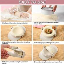 2 Pieces Dumpling Machine Set With Circular Cutter And Press, Creative Dumpling Machine, Kitchen DIY Dumpling Machine, Beige Dumpling Mold, Dough Press Machine, Dumpling Press Machine, Kitchen Supplies, Kitchen Small Tools, Cake Mold, Christmas Gift