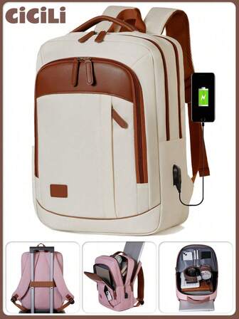 1pc Multi-Functional Fashion Travel Backpack With Luggage Strap Design. Portable Minimalist Work Bag With Multi-Compartment Design. Personalized Backpack With USB Charging Port. Business Casual Weekend Travel Bag. Practical Student Laptop Bag With Laptop Compartment. Solid Color Sports Backpack With Handle.
