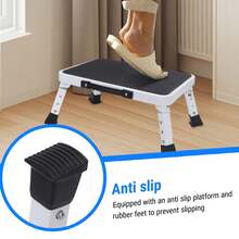 Taburete portátil plegable de un solo paso con plataforma antideslizante y patas de goma para tareas domésticas y reparaciones. - Negro - Ver 4