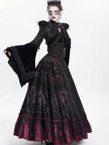 EVA LADY Embroidered Lace Trim Off-Shoulder Gothic Style Dress, Suitable For Theme Parties - Black - View 6