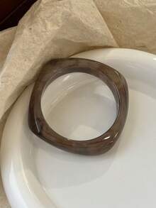 1pc Fashionable Tie Dye Brown Resin Curved Bracelet For Women - Bracelet - View 13