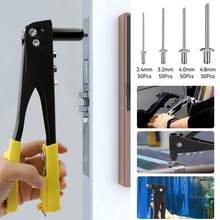 Heavy Duty Hand Pop Rivet Gun Tool Kit + 200PCS Assorted Rivets + 4 Nozzle Head - Yellow - View 4