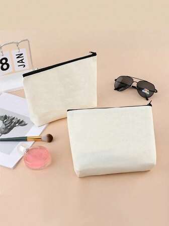 Bolsas de yute con cremallera en blanco a granel, bolsa de cosméticos, estuche de lápices para cosméticos y manualidades DIY, bolsa de cosméticos en blanco - Estuches de lápices color caqui a granel, bolsa de cosméticos multiusos para artículos de tocador de viaje con cremallera