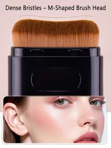 New 2-In-1 Makeup Sponge Brush, Double-Ended Design With Cap, Concealer Brush, Foundation Brush, Cream Brush, Brightening, Facial Makeup Brush, Beauty Tools, For Foundation, BB Cream, Sunscreen,Giveaways - Multicolor - View 3