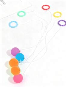 1/3/6pcs Colorful Bouncy Ball With Rope, 1pc, Jump Rope Bouncy Ball, Sensory Toy For Kids, Teens, Adults, Stress Relief, Birthday Party Gift, Small Present - Multicolor - View 6