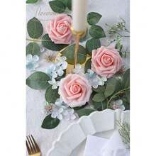 Artificial Flowers 50pcs Real Looking Blush Heirloom Foam Fake Roses With Stems For DIY Wedding Bouquets Pink  Shower Centerpieces Floral Arrangements Party Tables Home Drations,34522836 - 軍綠色 - 查看 6