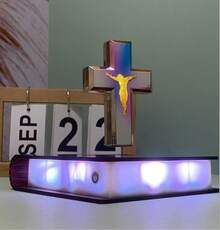 Jesus Night Light, Magnetic Levitation Jesus Cross Lamp, Bible Verse Night Light, Glowing Cross Religious Gift, Lord's Desk Lamp, Bookshelf Cross Decoration, RGB Lamp Base, Religious Gift For Men And Women, Christian Collectible Decoration For Home & Office - Starry - View 10