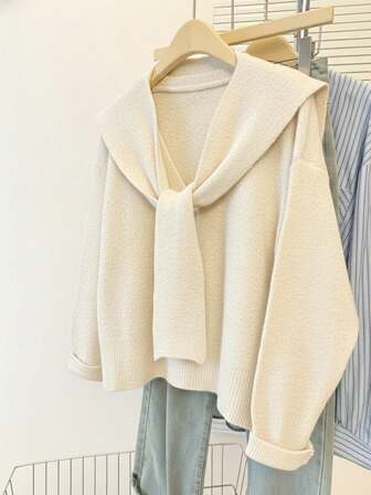 JIANHU Winter Loose Knit Cardigan With Separate Scarf – Women's Gold Button Sweater Cardigan, Christmas Holiday Casual Warm Office