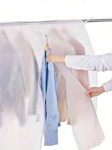 1个加厚PEVA材质衣物防尘罩，半透明衣架防尘袋，PEVA材质衣柜防尘罩，适用于悬挂外套收纳，卧室晾衣架防尘罩，透明外套收纳袋，宿舍用品 - 半透明(無底) - 查看 8