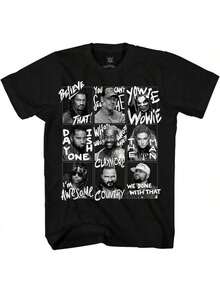 WWE Superstars Grid Roman Reigns Becky Lynch Boys Youth T-Shirt - 黑色 - 查看 1