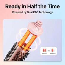 Thermal Brush, Boost 1.5 Inch Heated Round Brush Look With  LED Display, Dual Voltage, Pink, Less Damage,  Hair Heated Curler Brush,Negative Ions Single,For Wavy Hair,Hairstyling,Long-Lasting Wave,Salon-Quality Curl,TikTokShopBlackFriday - 美規A型插(110-127V) - 查看 8