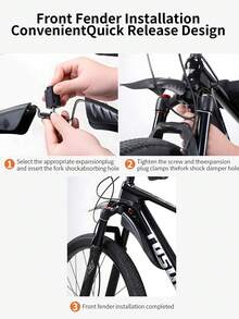 TOSUOD Mountain Bike Fender Kit, 22/24/26/27.5 Inch Screw-On Universal Mudguard, Extended Wide Bicycle Accessories - Black - View 10