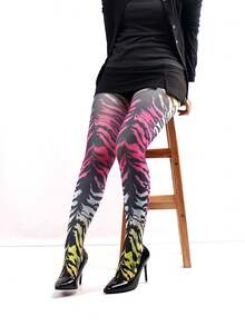1pc Spring & Autumn Thin Pantyhose For Women, Lip, Plaid, Star Print Tights Leggings - Multicolor - View 20