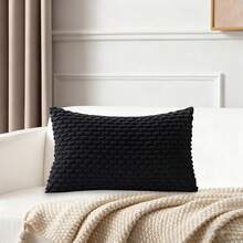 1pc/2pcs Bohemian Striped Throw Pillow Cover (Pillow Insert Not Included), Soft Plush Corduroy Solid Color Decorative Square Pillow Sham, Suitable For Holiday, Sofa, Bedroom, Bed, All Seasons - Black - View 15
