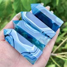 1pc Pink/Blue Agate Pillar With Unique Irregular Cracks And Small Holes; A Interior Decorations , The Perfect Gift For Family And Friends, Or A Valentine's Day Or Easter Present. - Multicolor - View 2