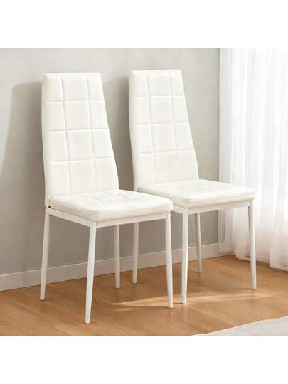 PUレザーダイニングチェア ハイバック ボックスステッチデザイン