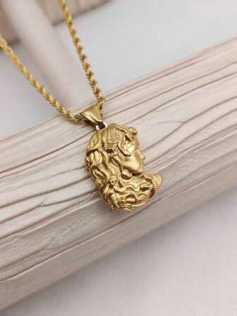 1pc Greek Muse Medusa Pendant, Fashionable Necklace For Men, Dark Minimalist Style