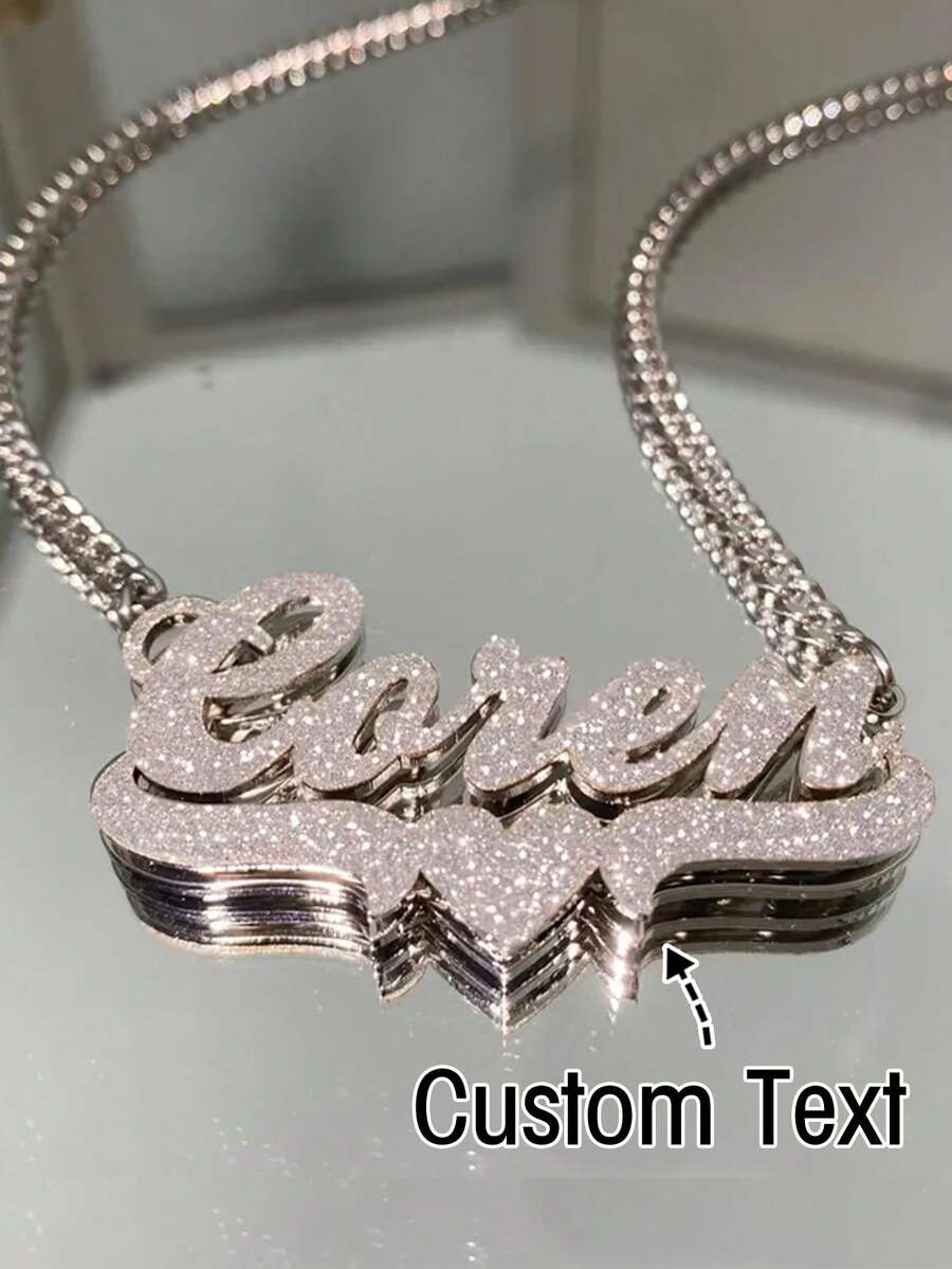 定制不锈钢双层项链，心形和英文字母吊坠项链，送给情侣、朋友、家人、母亲节、时尚、秋季、简约、休闲、个性化、独特礼物，送给女友、妈妈、家人、朋友、女儿，适合周年纪念日、情人节、母亲节、生日、毕业典礼、日常佩戴、婚礼、舞会等场合。 - 閃亮雙層多色 - 查看 1