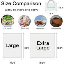 Large Picnic Blanket Outdoor Beach Blankets, - Resistant Foldable Sandproof Blankets Cute Picnic Beach, Camping Grass Lawn Park Mats Brown 2, 80x80 In - 淺棕色 + 6'8" x 6'8" - 查看 2