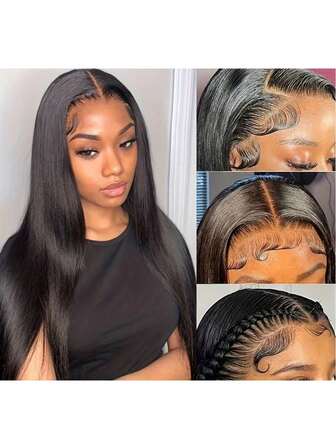 Pelucas de encaje frontal rectas 13x6, pelucas de encaje frontal de cabello humano brasileño para mujeres, pelucas de encaje frontal transparente de cabello humano natural de color