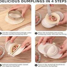 2 Pieces Dumpling Machine Set With Circular Cutter And Press, Creative Dumpling Machine, Kitchen DIY Dumpling Machine, Beige Dumpling Mold, Dough Press Machine, Dumpling Press Machine, Kitchen Supplies, Kitchen Small Tools, Cake Mold, Christmas Gift