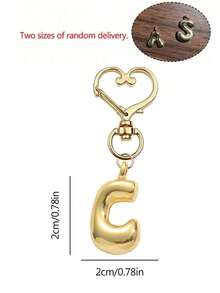 Bubble Letter Cute Necklace Pendant, Bag Pendant - Lucky Pendant, Letter A-Z, Shiny Alloy Bag Backpack Pendant - Birthday And Special Occasions, Keychain Ring Bag Backpack Pendant Car Pendant Women And Girls, Wallet And Handbag Accessories - 黃金2 - 查看 3