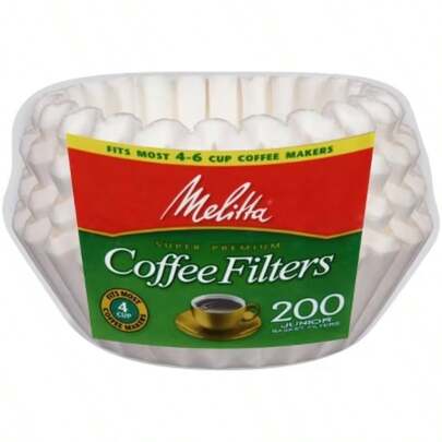 4-6cup White Coffee Filters 200ct: Small Basket Filters, 5 Cup Size, Disposable Paper, Brown Color, 200 Pack