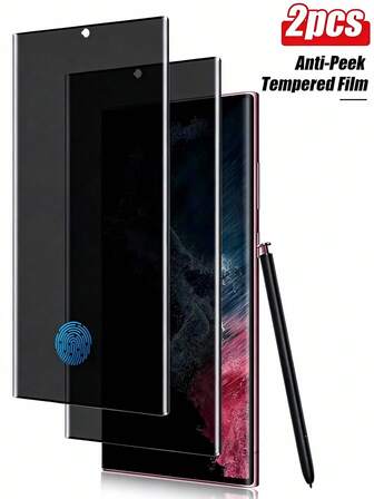 2pcs Anti-Spy Privacy Tempered Glass Screen Protector For Samsung Galaxy S21/S22/S23/S24 Ultra, Galaxy S24 FE, S25 Ultra, S25 Edge, Anti-Scratch, Anti-Fall, Waterproof