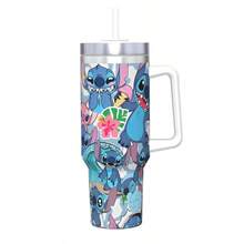 Lilo Stitchs Insulated Tumbler With Straws Lid Cartoon Vacuum Thermal Mug Double Wall Hot Cold Drinks Cup, 40oz - 19 + 均碼 - 查看 1