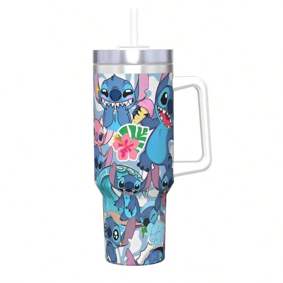 Lilo Stitchs Insulated Tumbler With Straws Lid Cartoon Vacuum Thermal Mug Double Wall Hot Cold Drinks Cup, 40oz - 19 + 均碼 - 查看 1