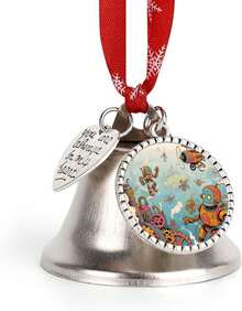 Steampunk - Campana de Navidad anual 2025 incluye una cinta roja para colgar, decoración de árbol de invierno - Campana de ala - Ver 1