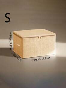 Składane pudełko do przechowywania z zamkiem błyskawicznym i uchwytem, morelowo-żółte pudełko do przechowywania, poliester, len, kwadratowe, z pokrywką, wytrzymałe i uniwersalne, używane do przechowywania ubrań, zabawek i innych przedmiotów, dekoracja wnętrz, dekoracja sypialni, dekoracja, przechowywanie, dżinsy - morelowy żółty - Zobacz 10