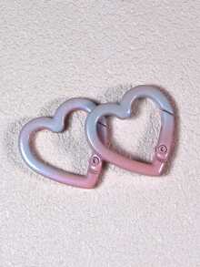 2pcs Colorful Ombre Heart Shaped Coil Spring Open Rings DIY Keychain Bag Pendant Accessories, Suitable For Handmade Crafts, Gift For Friends - Heart-shaped Keychain - View 11