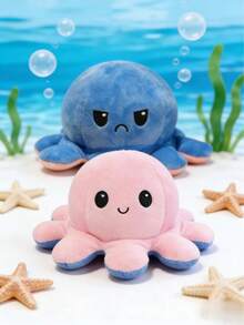 Double-Sided Flip Octopus, Expression Can Be Reversed, Soft,Gifts For Mom,Home Decor,Premium Set,Gifts,Best Friend Gifts Women,Best Friend Gifts,Bulk Gift Items,Office Decor,Office Desk Accessories,Decor,Mini Stuff - Hồng đến xanh đậm - Xem 6