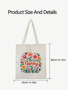 1-2 piezas "Mejor niñera para siempre" Bolsa de lona impresa con diseño de corona, plegable, reutilizable, bolsa unisex, bolsa de compras de hombro de color beige de moda, de poliéster duradero, lavable a máquina, regalo perfecto con tema de agradecimiento - Multicolor - Ver 9