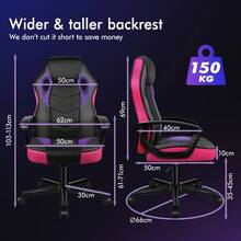 ALFORDSON Racing Desk Chair, Ergonomic Height-Adjustable & Padded 150 Kg Load Capacity Office Chair, Swivel PC Gaming Chair For Home Office, PU Leather And Fabric, Orange - Purple - View 7
