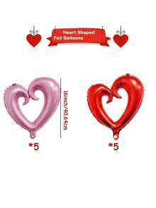 10pcs Small Heart-Shaped Party Balloons, Wedding Ceremony Backdrop Decor, Valentine's Day Photography Props - Multicolor - View 8