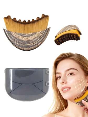 2026 New Big Size Lymphatic Contour Face Brush, Lymphatic Drainage Massager For Chin & Neck, Ultra-Soft Bristles Suitable For All Skin Types, Portable Ergonomic Beauty Tool With Travel Case