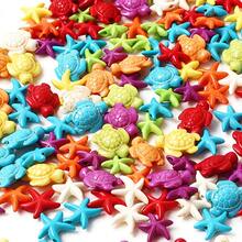 50件/套彩色串珠配件，可爱海龟/星星形状散珠，手工DIY首饰制作材料，手链，项链，发饰，家居装饰，海滩主题派对和婚礼装饰，鱼缸和花瓶填充物，装饰珠子套装，多种颜色可选 - 彩色 - 查看 1