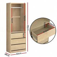 Artiss Wardrobe Clothes Closet Storage Organizer Pine - 原木色 - 查看 3