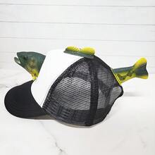 Gorra de béisbol para hombres con decoración de trucha 3D, gorra de sol de moda, gorra de pico de pato para mujeres, gorra de malla, sombrero de pesca en el mar, adecuado para decoración de fiestas de Halloween y Navidad, a principios de temporada. - esquema de color blanco y negro - Ver 5