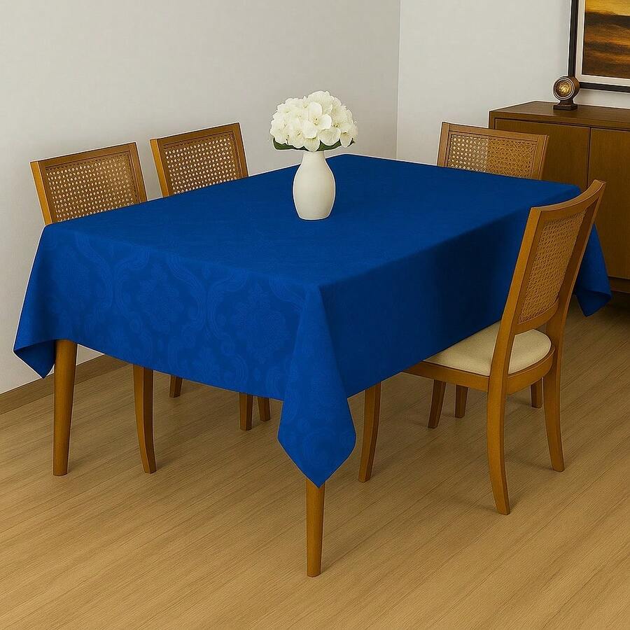 Durable And Elegant Rectangular Jacquard Fabric Tablecloth 4/6/8 Seats Luxury Promotion - 寶藍色 - 查看 1